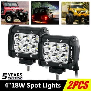 AUXBEAM 4" 18W LED Work Light Bar Spot Pods Driving Fog Lamp OffRoad 4WD SUV - Picture 1 of 11