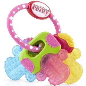 Nuby Ice Gel Teether Keys Easy To Hold Silicone Soothing Baby 3M Teether, Pink - Picture 1 of 5
