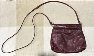 Vintage Burgundy Dark Red Patchwork Leather Handbag Shoulder Cross Body Bag - Picture 1 of 11