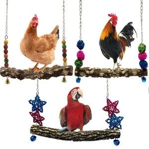 Chicken Bird Swing,Chicken Perch,Natural Wooden Swing Toys,Wood Stand for Chi... - Picture 1 of 7