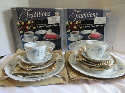 De Colección Tradiciones Johann Haviland GUIRNALDA AZUL 5 Piezas Lugar Set x 2 CAJAS Nuevo Foto 1 de 4