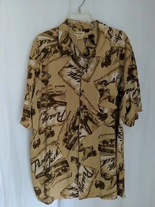 Panama Jack Mens 2XL Rum Bottle Buried Treasure Hawaiian Shirt Brown Tan XXL - Picture 1 of 14