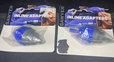 Two Sawyer Products SP110 Inline Hydration Adapters Blue/Gray *NEW