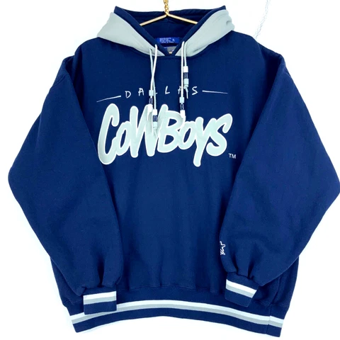 Vintage Dallas Cowboys Double Hood Starter Hoodie Sweatshirt Size XL Blue Nfl Cover