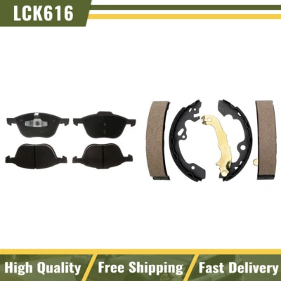 Front Ceramic Brake Pads Hardware & Rear Shoes For 2005 2006 2007 Ford Focus - Image 1 of 4
