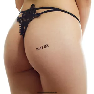10 x Play Me Tattoo - Schriftzug in schwarz - Sexy Klimky Fetisch Tattoo (10) - Photo 1/5