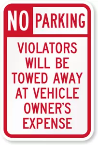 No Parking Violators Will Be Towed Sign Weatherproof Aluminum 8"x12" - Picture 1 of 1