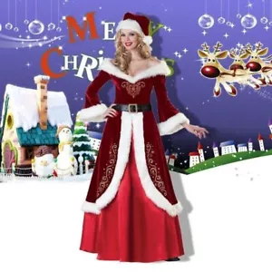 New Christmas Costume Xmas Ladies Party Santa Cosplay Women Long Party Red Dress - Picture 1 of 3