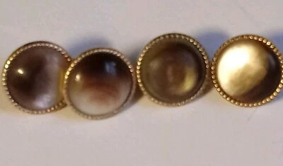 Antique 1800s 19th Century Victorian Operculum Shell Buttons Set Of 4  - Image 1 of 4