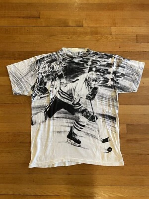 VTG 90s Hockey NHL All Over Shirt Single Stitch AOP Caribbean Dream Vintage XL - Image 1 of 4
