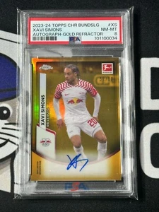 2023-24 Topps Chrome Bundesliga XAVI SIMONS Gold Auto /50 #BCA-XS PSA 8 LEIPZIG - Picture 1 of 2