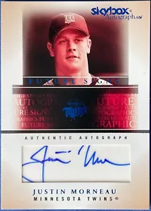 Autografo JUSTIN MORNEAU 2005 Skybox Autographics FUTURE SEGNS Auto FSA-JM - Foto 1 di 8
