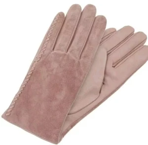 Guantes Monzón Accesorio Puntada Detalle Gamuza Cuero Rosa Talla M/L - Imagen 1 de 2