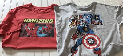 Marvel Boys Shirts Size 18 Lot of 2 Captain America Spiderman Short Sleeve NWT - Image 1 of 4