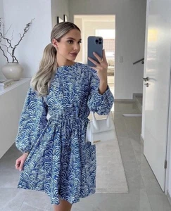 H&M Linen Blend Short Dress Blue New XS S M L  - Picture 1 of 3