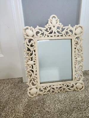 Vtg Iron Art JM30 Easel Ivory Vanity Table Mirror Cast Iron Hollywood Regency br - Image 1 of 4
