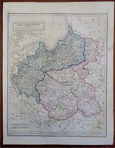 Poland & East Prussia Polen Warsaw 1860's Biller engraved hand colored map - Picture 1 of 4