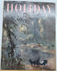 1947 APRIL HOLIDAY MAGAZINE - IN BERMUDA MOONLIGHT PITTMAN FRONT COVER - E 1254 - Picture 1 of 2