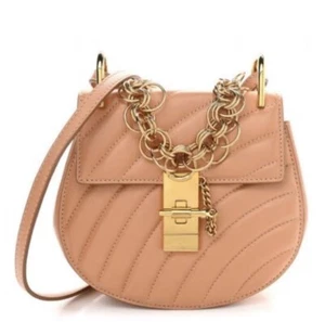 Chloe Mini Drew Bijou Quilted Leather Shoulder/Crossbody Bag in Peach - Picture 1 of 12