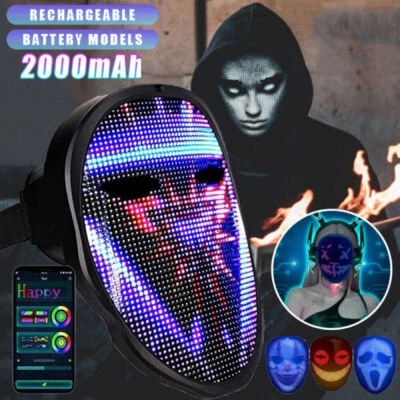 LED Halloween Maske Horror Leuchtmaske Programmierbar DJ Karneval Gesichtsmaske - Bild 1 von 4