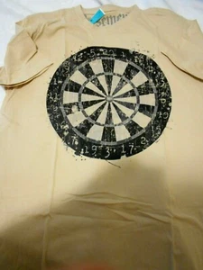 BASEMENT-SIZE MEDIUM TAN/ BLACK DARTBOARD DESIGN T-SHIRT FOR MEN - Picture 1 of 1