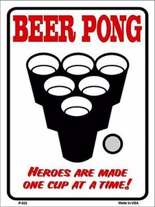 Beer Pong lustiger Humor 9" x 12" Metall Parkplatz Schild - Bild 1 von 1