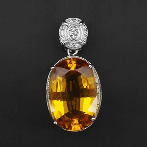 Sparkling Yellow Golden Citrine 13.70Ct 925 Sterling Silver Handmade Pendants - Picture 1 of 7