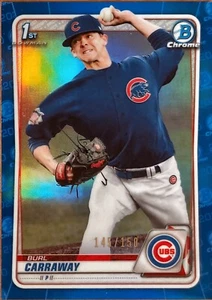 Burl Carraway 2020 1st Bowman Chrome Draft Blue REFRACTOR #/150 Chicago Cubs - Picture 1 of 1