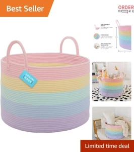 Rainbow Cotton Basket 20x13 Toy Storage Laundry Basket Kids Room Organizers - Picture 1 of 9