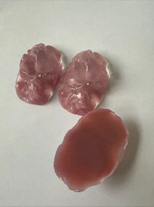 30MM BEAUTIFUL-VINTAGE GERMAN GLASS FLAT BACK ROSE NUG OFF SHAPE JEWELS 3 PC - Picture 1 of 3