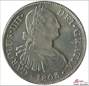 Spain Carlos IV 8 Reales 1803 Ft Mejico / 26.85 Gr. Silver Mbc+ / Vf+ - Picture 1 of 2