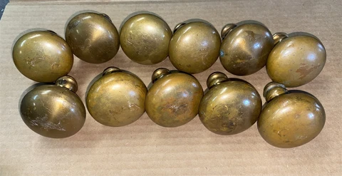 5 Pairs Antique Solid Brass Door knobs 10 knobs total 1 7/8" diameter Cover