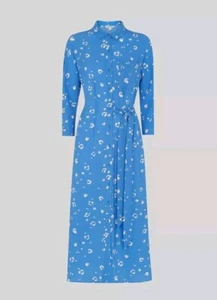 WHISTLES WOMENS WATERCOLOUR ANIMAL SHIRT DRESS BLUE MULTI. SIZE UK 6, EU 34. - Picture 1 of 14