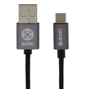 Moki 3m Braided Gun Metal Tip King Size MicroUSB to USB Sync/Charge Cable f/ PC - Picture 1 of 2