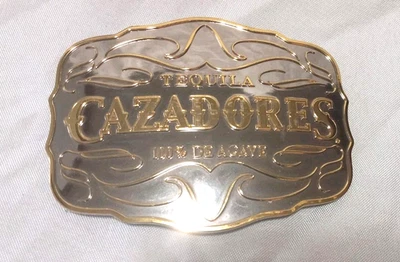 Cazadores Tequila Brand Belt Buckle Large Silver & Gold color Jalisco Mexico - Image 1 of 3
