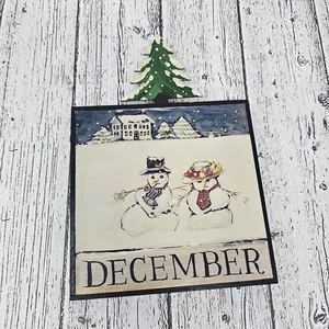 PLACA DE ARTE POPULAR NANCY THOMAS DE COLECCIÓN 5"X5" DICIEMBRE Muñeco de nieve  - Imagen 1 de 10