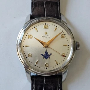 ZENITH-STELLINA-AUTOMATIC-MASSONICO-ROTORE A MARTELLO (BUMPER)-ACCIAIO-CAL.133.8 - Picture 1 of 24