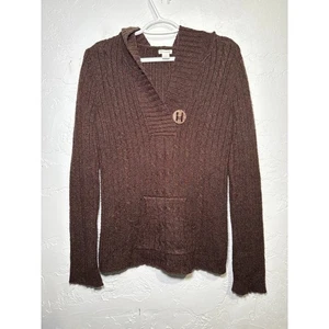 Maurices braun Grobstrick Y2K Kapuzenpullover Damen Large Granola Fee Preppy - Bild 1 von 6