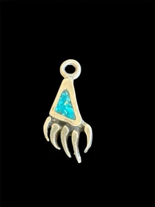 Dije de plata de ley 925 turquesa garra de oso navajo del suroeste vintage - Imagen 1 de 3