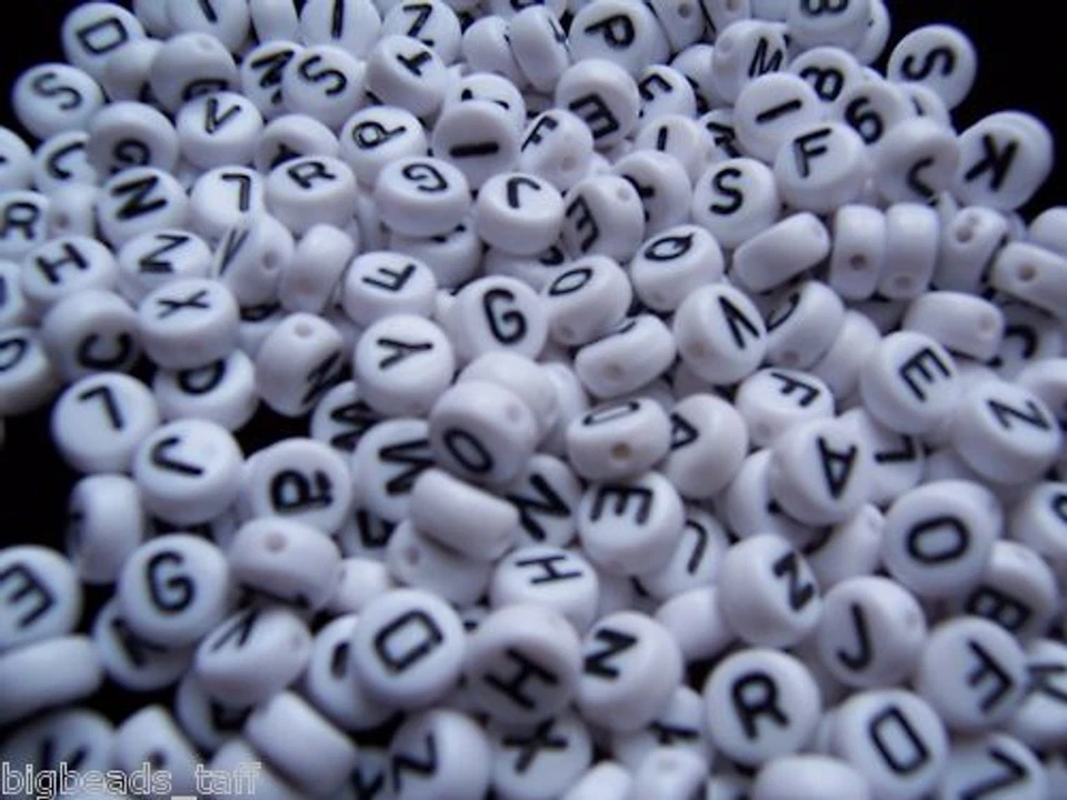 500 unidades 7mm plano redondo blanco acrílico alfabeto cuentas de acrílico - Imagen 1 de 1