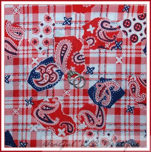 BonEful Fabric FQ Cotton Quilt White Red Blue Paisley American Plaid Dot Patriot - Picture 1 of 8