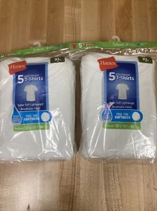 10 pack Hanes Boys White Tagless Short Sleeve T-Shirts Size XL (18-20) New - Picture 1 of 4
