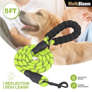 5 FT Heavy Duty Dog Training Slip Leash Reflective Green Pet Rope w/Soft Handles - Picture 1 of 10
