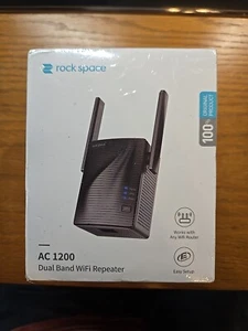 ROCK SPACE AC1200 WiFi Signal Repeater Extender Ethernet Jack New & Sealed - Picture 1 of 4