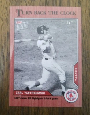 2020 Topps Now Turn Back The Clock Carl Yastrzemski Cherry Red Parallel 1/7 - Image 1 of 2