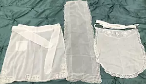 3 Delantales Vintage Francés Encaje Disfraces Étnicos Bordados Pintucks - Imagen 1 de 9