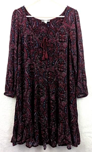American Eagle sz XS Mini Sheath Dress boho hippie burgundy red ls women 0074 - Picture 1 of 5