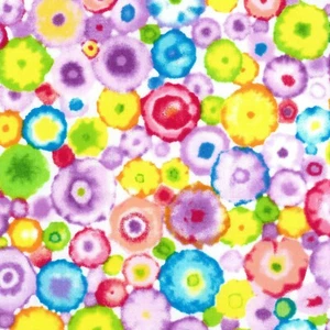 Fabric Rainbow Raindrops Watercolor EESCO Cotton 1/4 yard 0002 - Picture 1 of 2