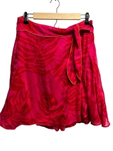 Free People Rock rosa tropisch Wickeloptik gefüttert Größe 12 Hawaii Taille binden neu mit Etikett - Bild 1 von 7