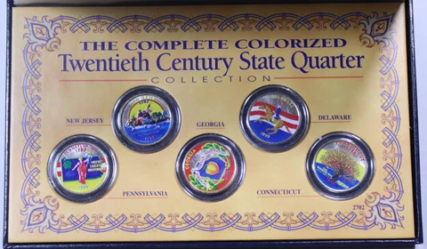 1999 Colorized State Quarter 5 Coin Set in Box Cover